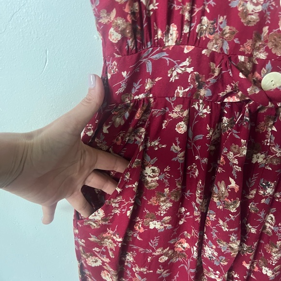 Vintage Floral Romper 1990’s Red Flower Print Jumpsuit 90’s Preppy Playsuit - Picture 5 of 8